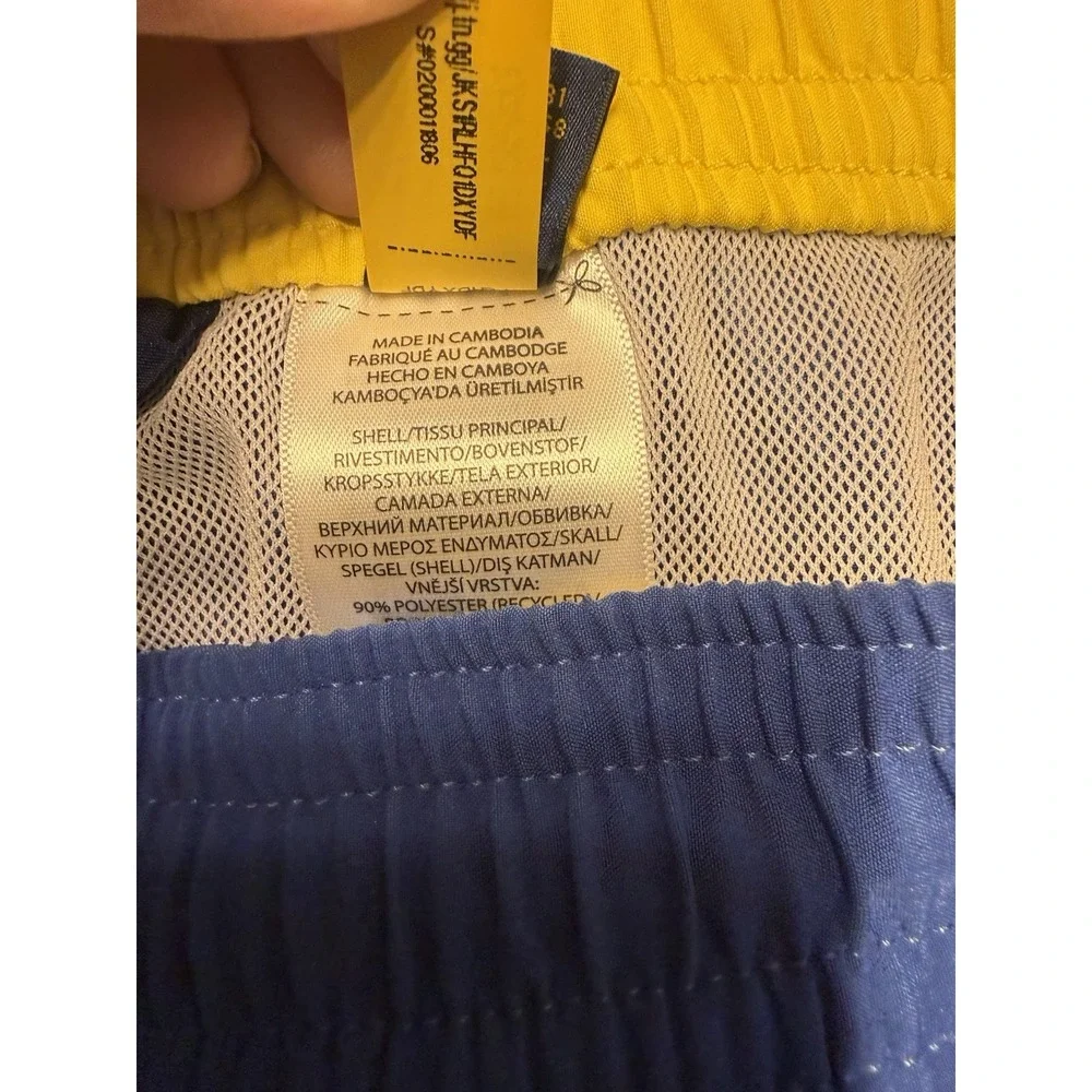 Polo Ralph Lauren Men's Swim Shorts Blue/Yellow Size 4XB Pony Swimwear Trunks‎